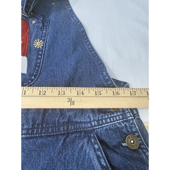 Christopher & Banks Womens Denim Overalls With Santa Embroidery Size M Y2K - Picture 11 of 15